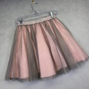 Alyce Skirt‎ Womens 00 Pink Balletcore Rhinestone Mesh Tulle Crochet Dance Mini